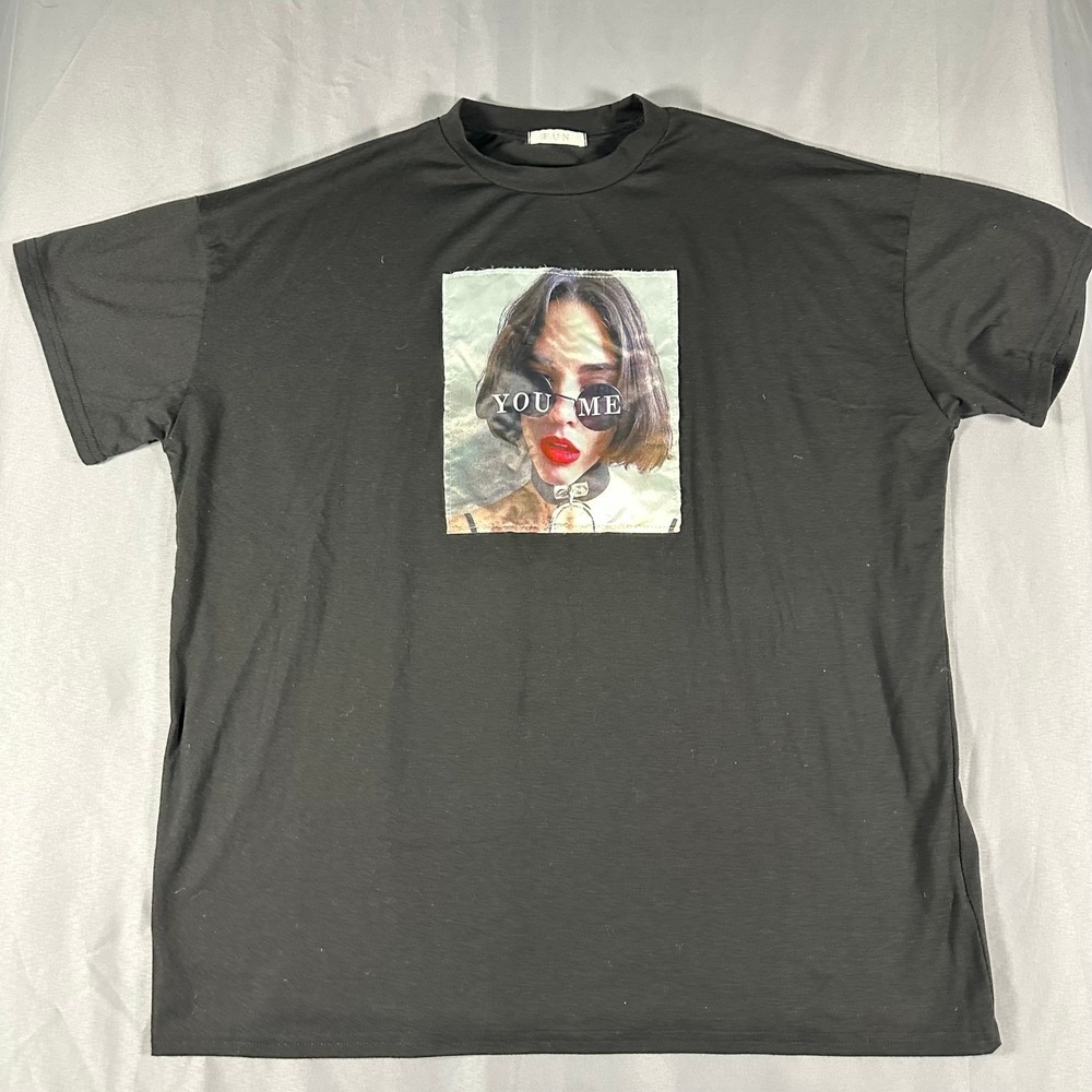 FUN Graphic‎ Patch T Shirt Mens XL No Tag Size Black Oversized Streetwear